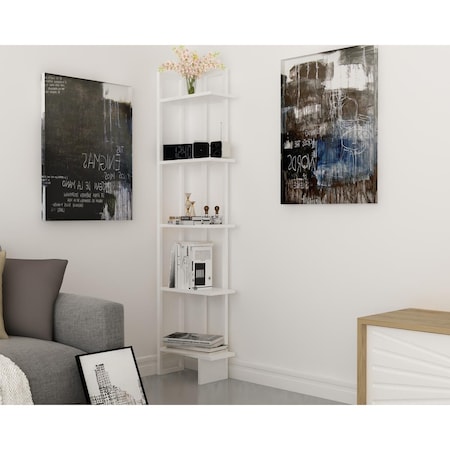 Kd 71 in. Alice Industrial Corner Unit Bookcase - Full White KD1722273